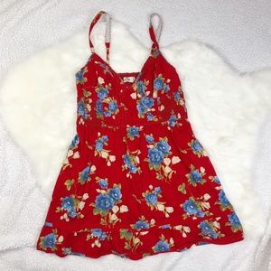 🌹Junior Red Floral Hawaiian Print Mini Dress
